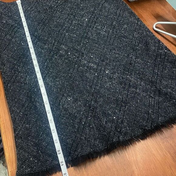 Burberry London Black Gray Plaid Fringe Hem Wool Blend Skirt Size US 10 - Picture 8 of 16